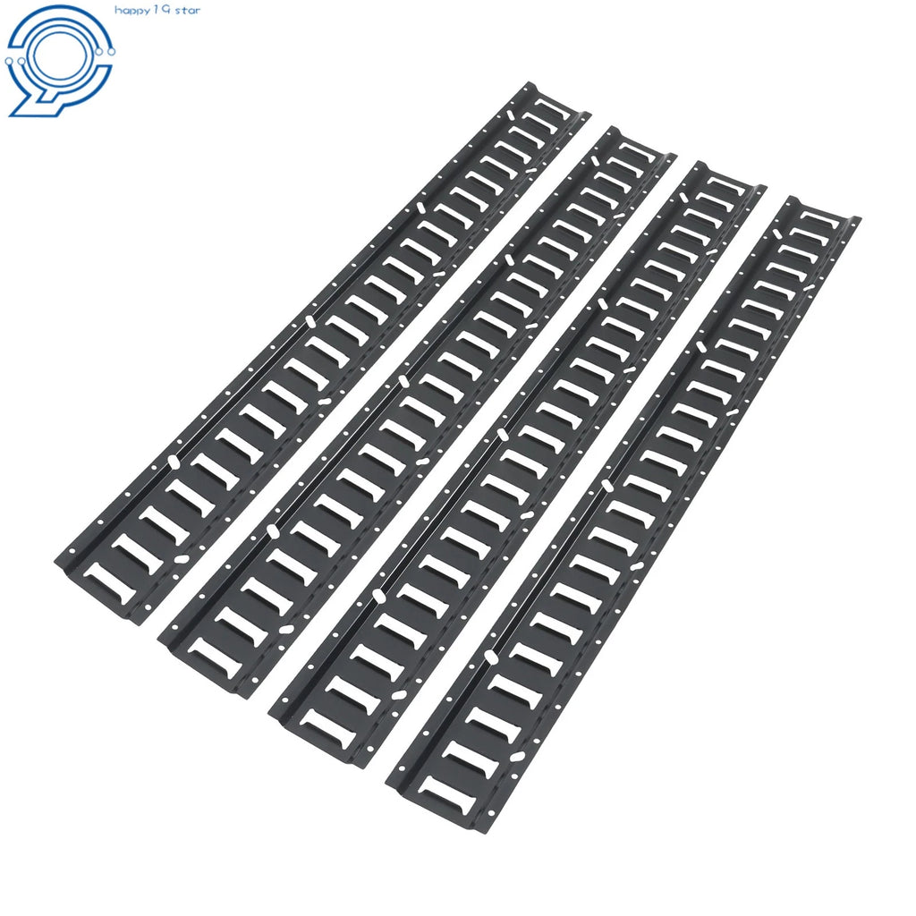 Set of 4 E-Track Tie Down Rails for Garages Trucks (Coated Steel)