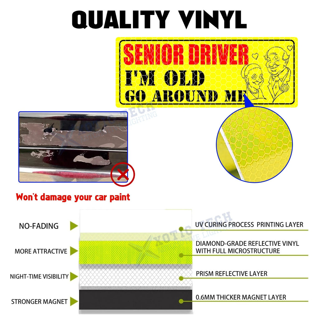 Magnetic Elderly Driver Door Bumper Warning Sign for Car (2010-2025)