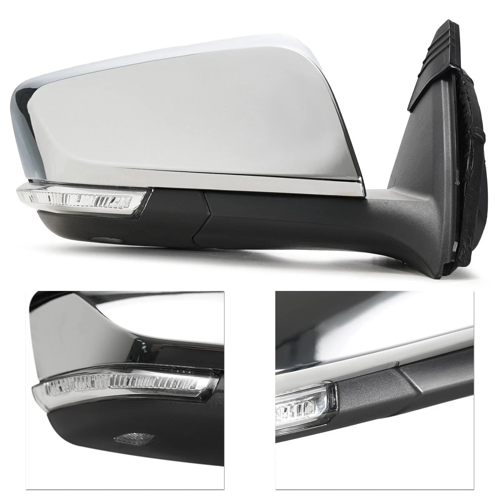Right Side Mirror for Chevy Impala (2014–2020) w/Turn Signal, Memory, Chrome, 12 Pins