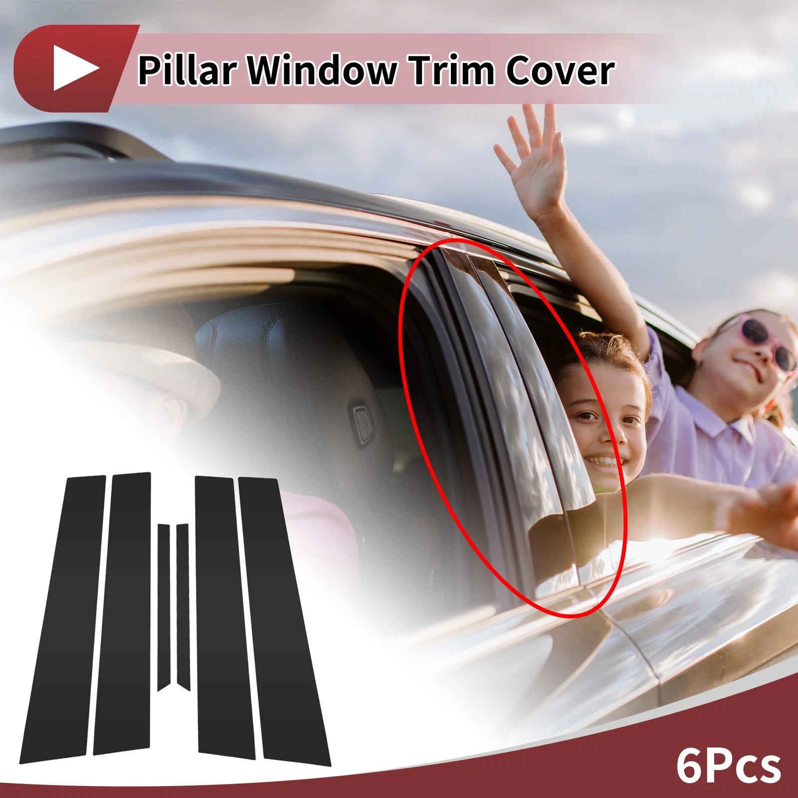 6 Pcs Car Door Pillar Window Trim for Toyota Reiz (2005–2009) Black