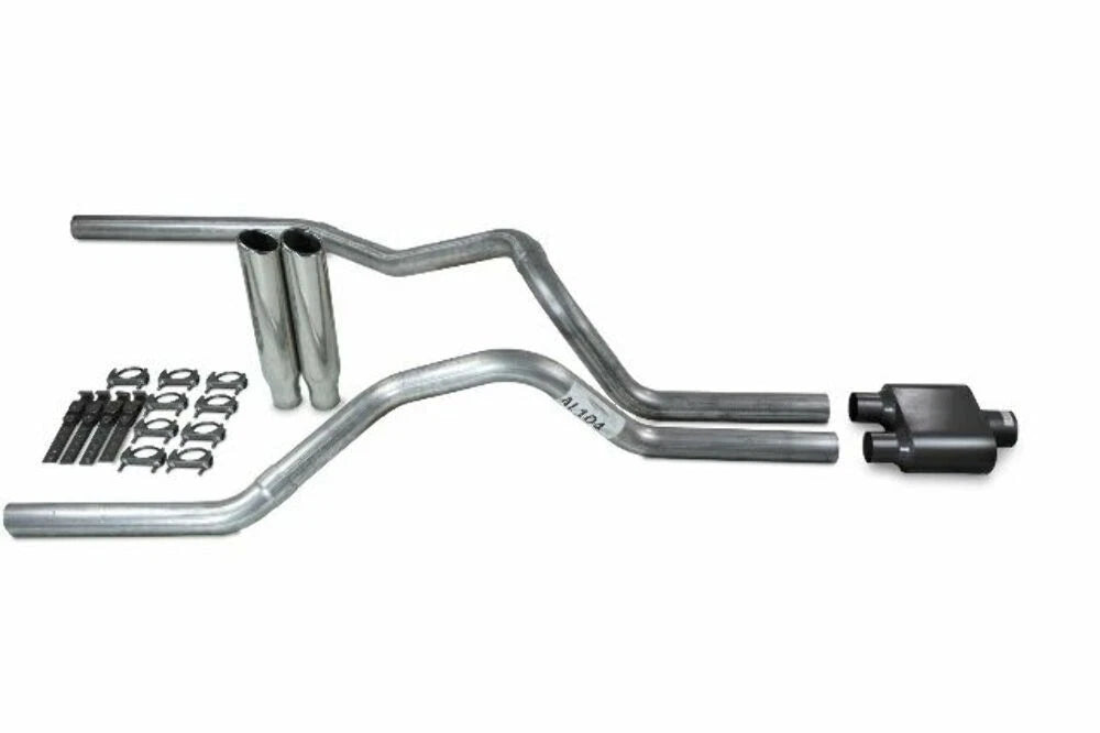 Dual Exhaust Kit for Chevy GMC 1500 (2019–2025) 2.5" Chamber Muffler Tips