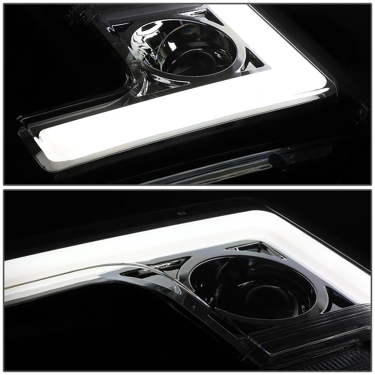 LED DRL Projector Headlight Lamps Chrome for Ford F250 F350 Super Duty (2017–2019)