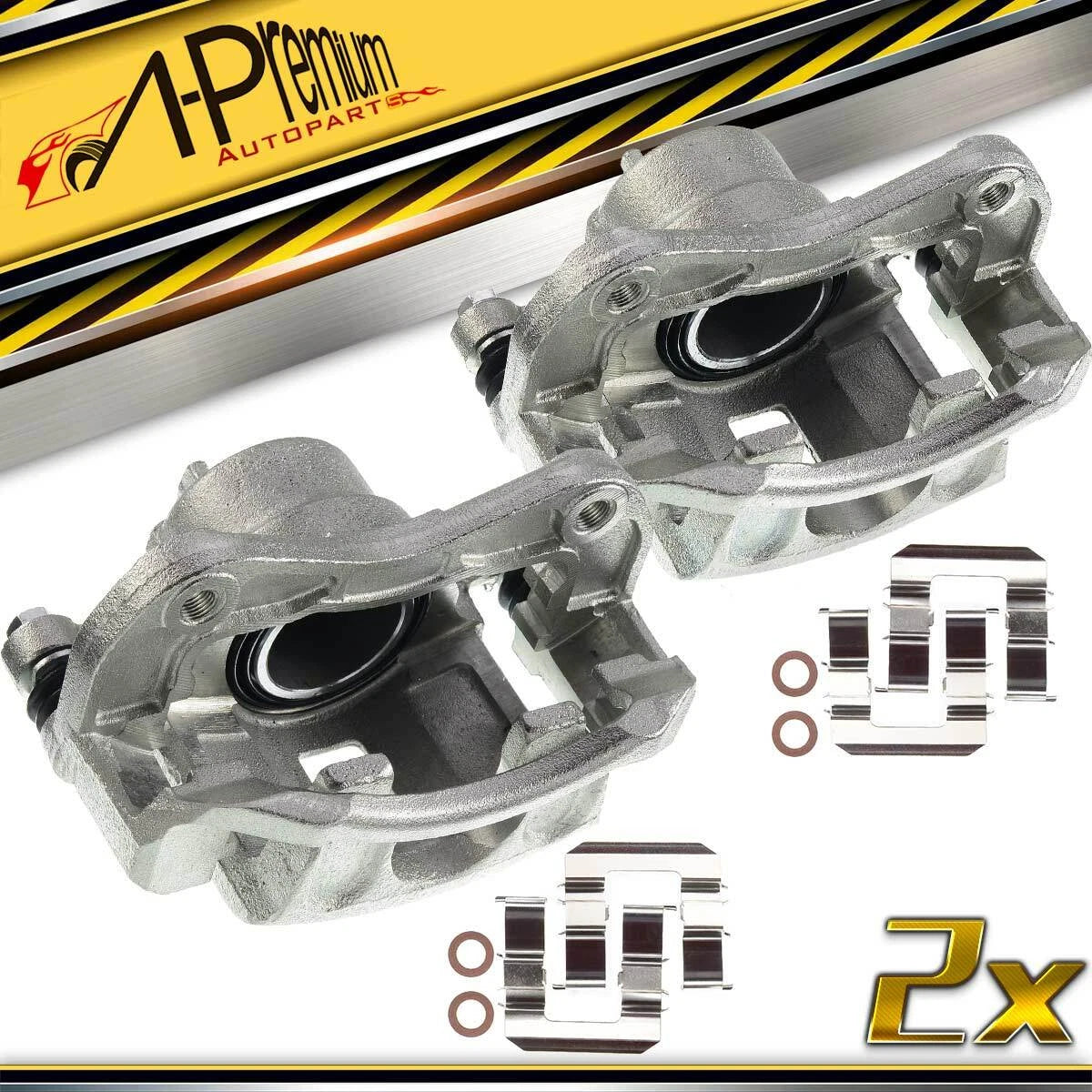 Pair Front Brake Calipers for Hyundai Accent Kia Rio (2006–2011)