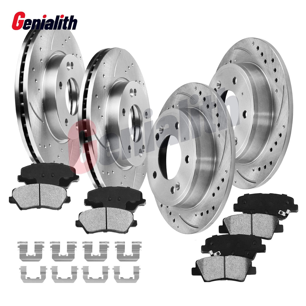 Front & Rear Drilled Brake Rotors & Ceramic Brake Pads for Elantra Veloster Forte (2011–2023)