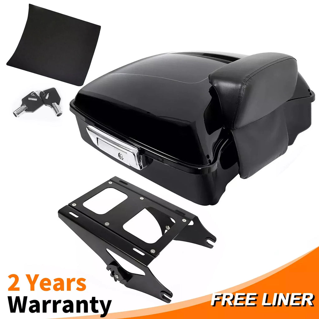 Chopped Trunk Pack Backrest Pad Mount Rack for Harley Touring Road Glide (2014–2026)