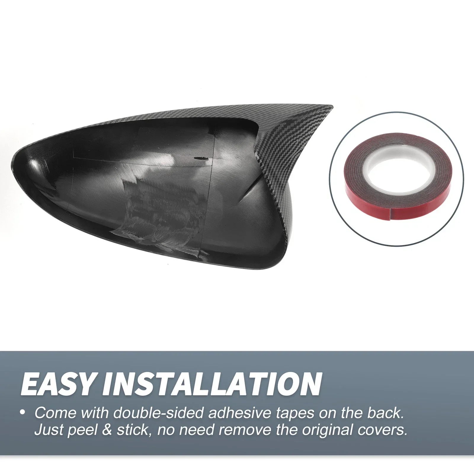Rearview Mirror Cover Overlay Black Carbon Fiber for Chevrolet Cruze (2011-2016)