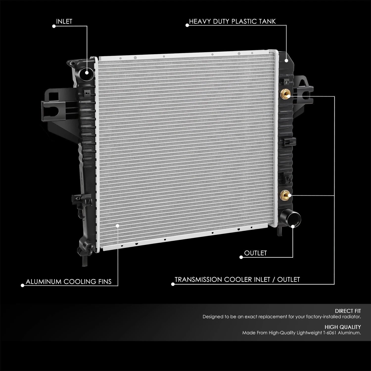 Full Aluminum Core Radiator for Jeep Liberty 2002–2006 DPI-2481