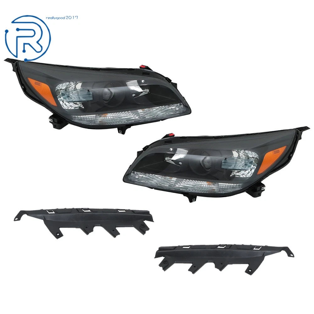 Halogen Headlights for Chevy Malibu (2013–2015) W/O Bulb, Black