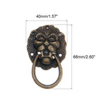 2Pcs Vintage Lion Head Door Pull Handle for Cabinet Drawer