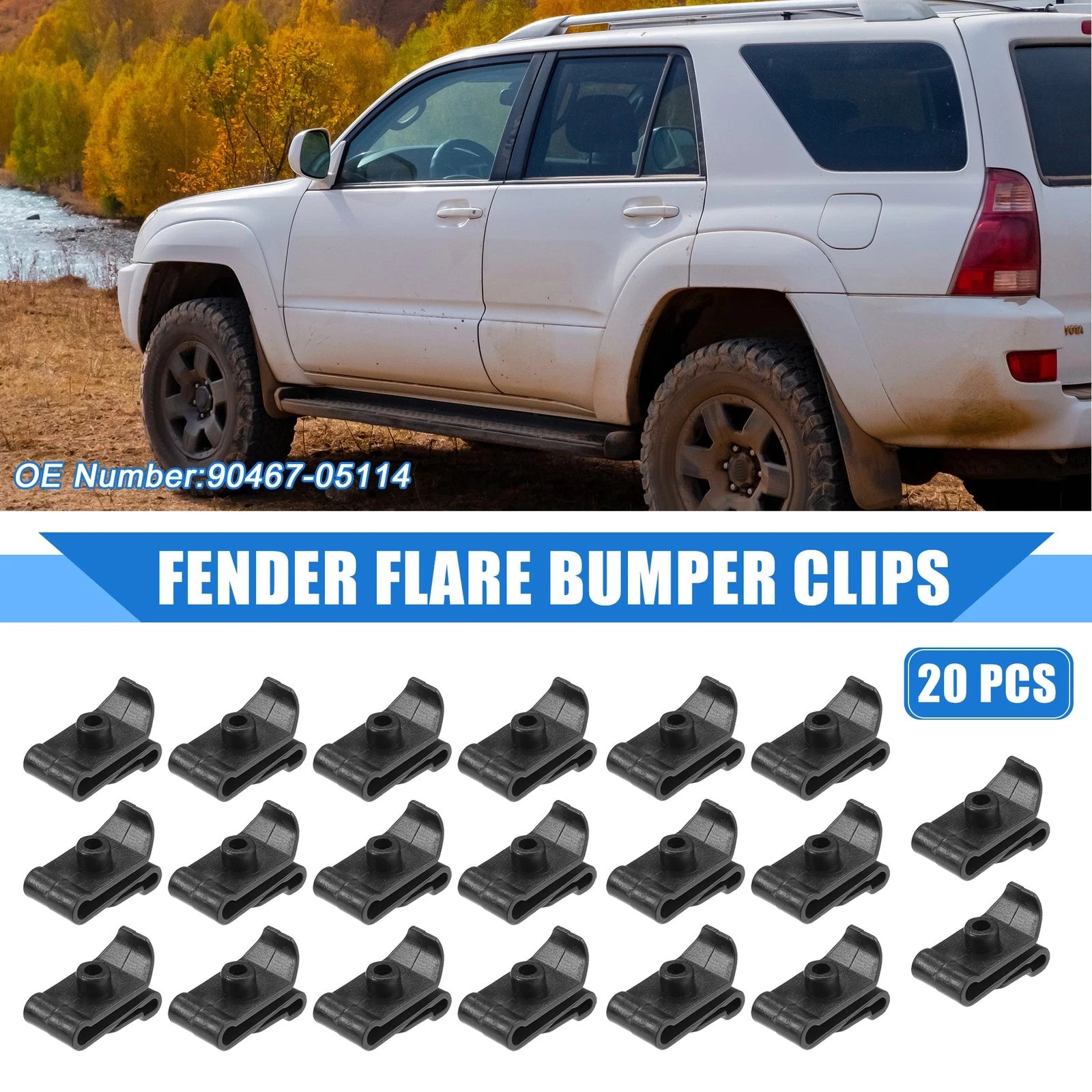20 Pcs Fender Flare Bumper Clip U Nut for Toyota Highlander (2006–2010)