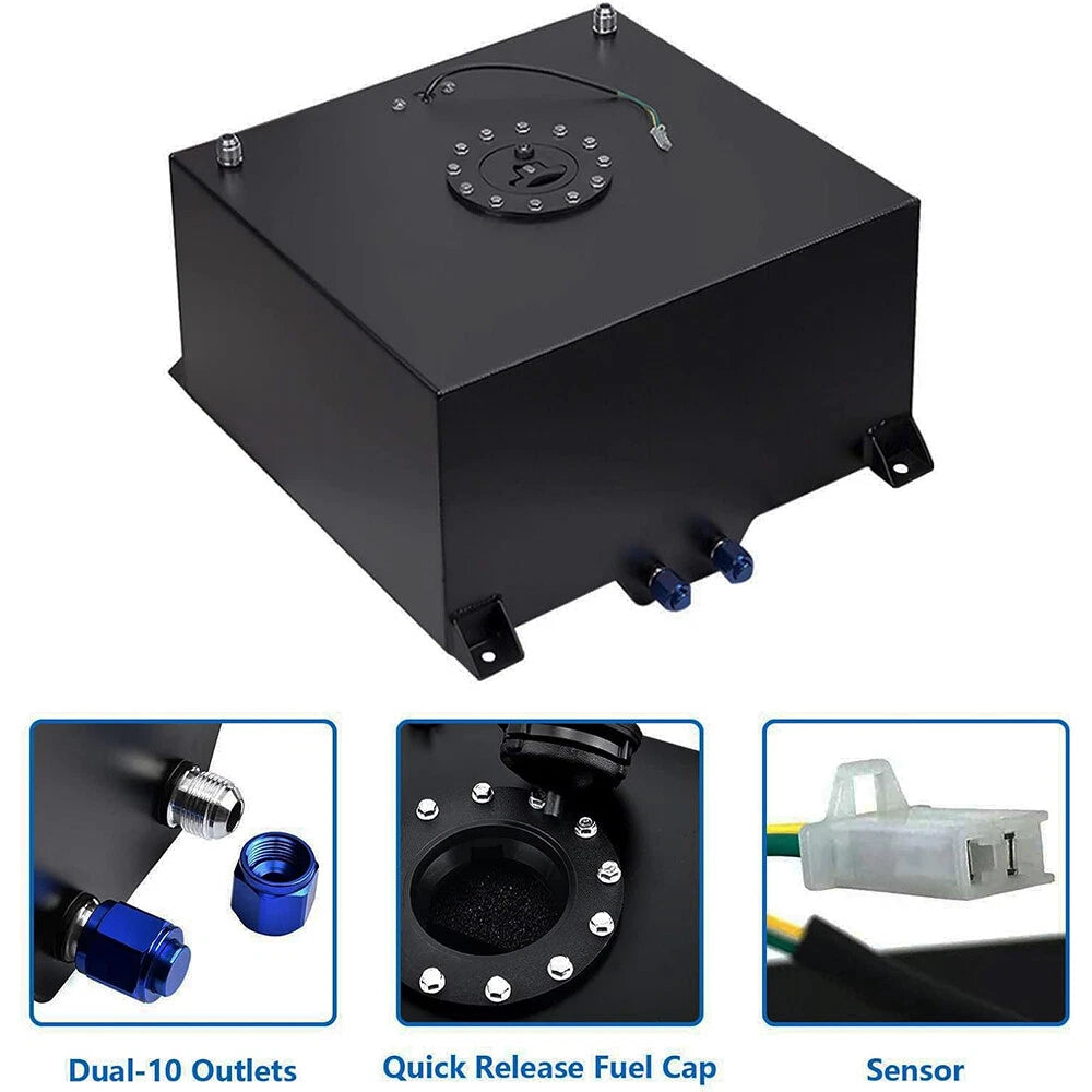 15 Gallon Aluminum Fuel Cell Gas Tank + Level Sender Kit for Universal Applications