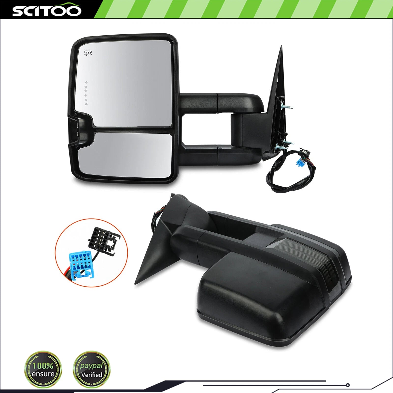 Pair of Power Heated LED Signal Towing Side View Mirrors for Silverado Sierra (2003–2006)