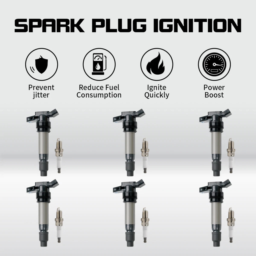 Set of 6 Ignition Coils + Spark Plugs for Volvo XC70 XC90 S60 Land Rover LR2 UF594