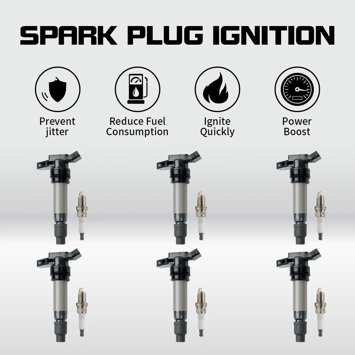Set of 6 Ignition Coils + Spark Plugs for Volvo XC70 XC90 S60 Land Rover LR2 UF594