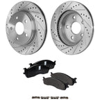 Disc Brake & Pad Kit for Dodge Ram 1500 (2007) Cross-drilled Slotted