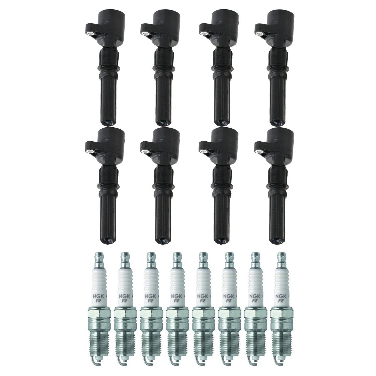 Set of 8 Ignition Coils & NGK V-Power Spark Plugs for Crown Victoria E-150 V8