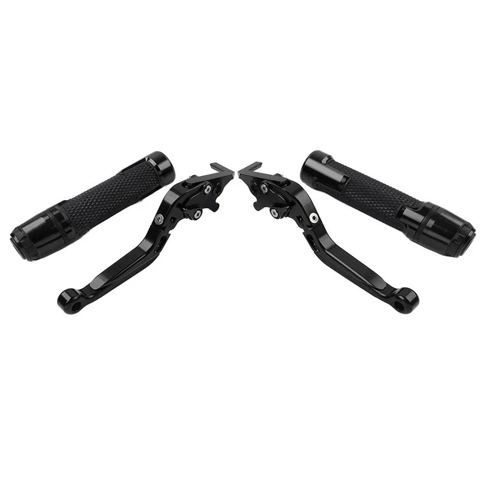 Black Extendable Brake Clutch Lever Grip Set for Kawasaki Ninja 650R (2006-2011)