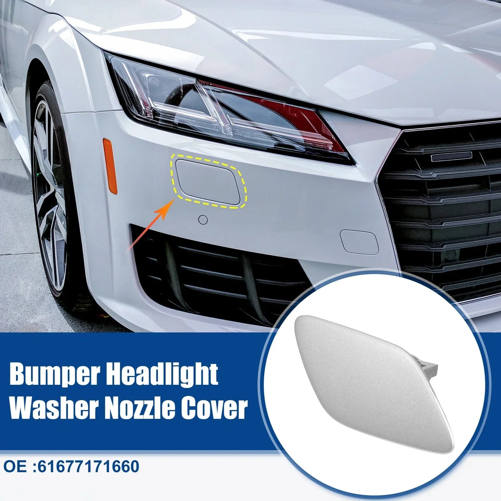 1x Front Bumper Headlight Washer Cover Cap for BMW 335i Silver Tone