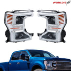 Set of 2 LED Chrome Headlights for Ford F250 F350 Pickup (2020–2022)