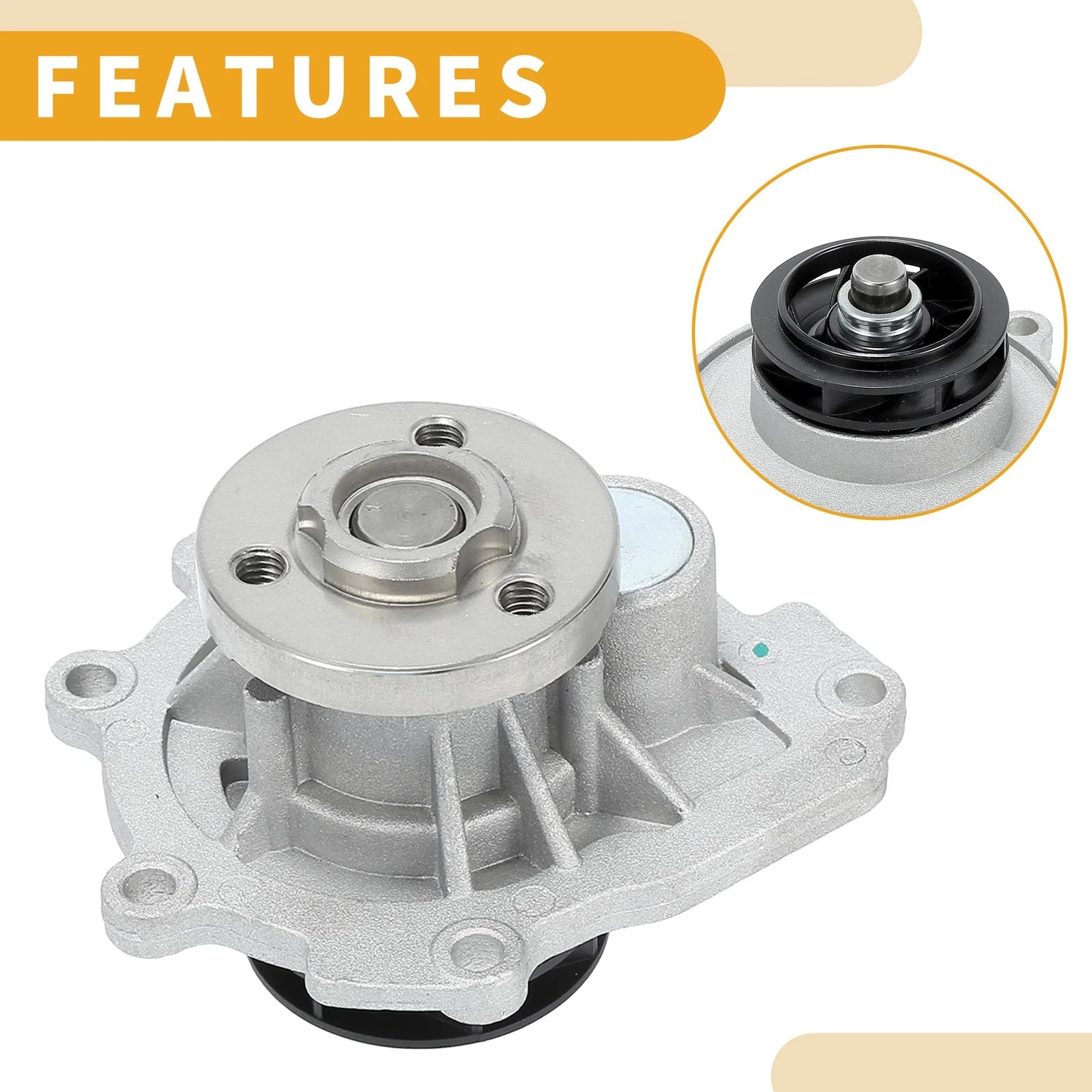 Water Pump with Gasket for Chevrolet Aveo (2009–2011) I4 1.6L DOHC No.1334142