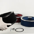 14" Round Deep Dish Air Cleaner Kit for Universal Fit (Chrome, Washable Filter)