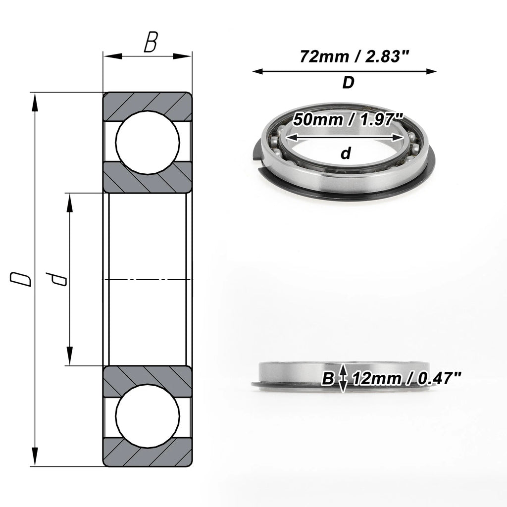 Deep Groove Ball Bearing 50x72x12mm for Scooter Skateboard (P0)