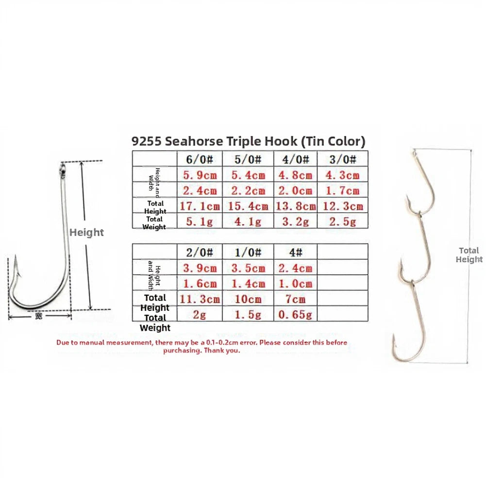 Gang Hooks for Sea Angling (10 Strings) - Carbon Steel for Squid & Large Fish