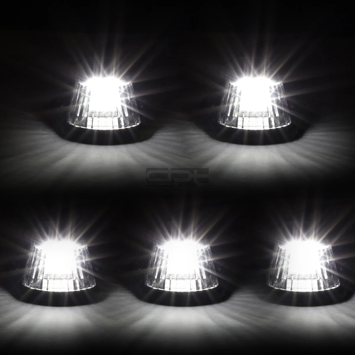 5Pcs Chrome LED Cab Roof Running Lights for F-Series Pickup (1980–1996)