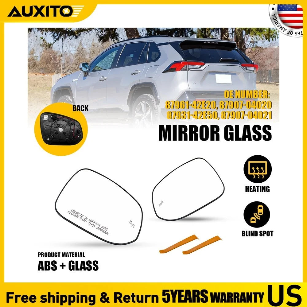 Left Right Mirror Glass for Toyota RAV4 (2019–2024) BSM Heated