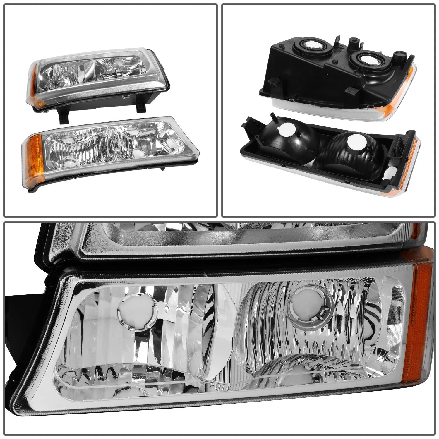 Chrome/Amber Side Headlight Bumper Lamps for Chevy Silverado (2003–2006)