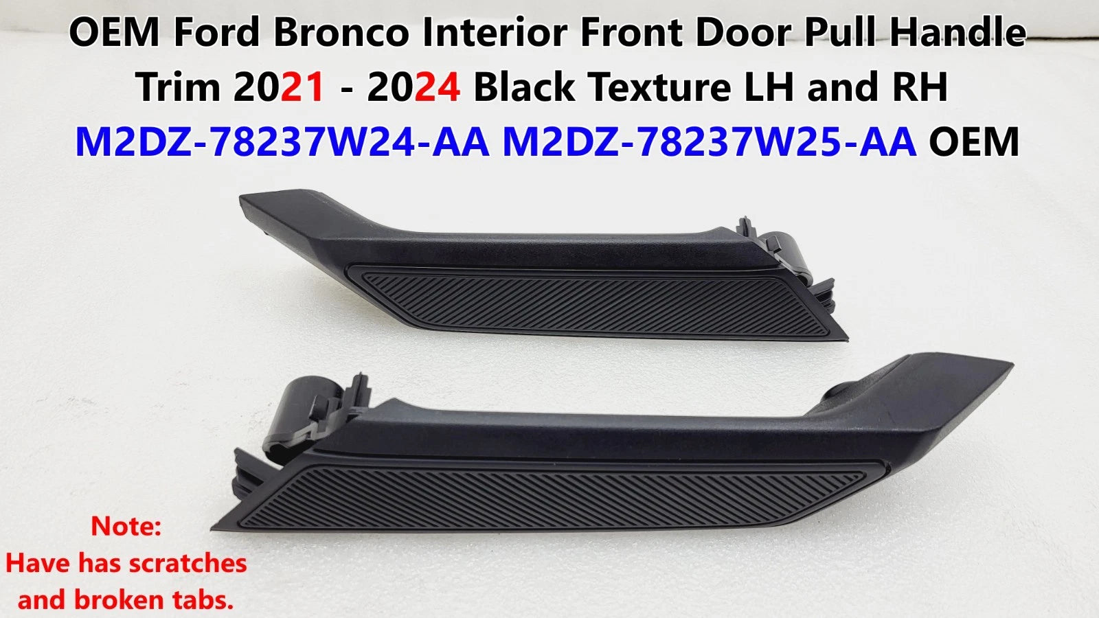 Set of 2 OEM Ford Bronco Interior Front Door Pull Handle Trim LH RH (2021–2024)