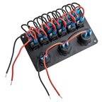 6 Gang Toggle Rocker Switch Panel with LED for Car Van Marine Boat (12-24V)