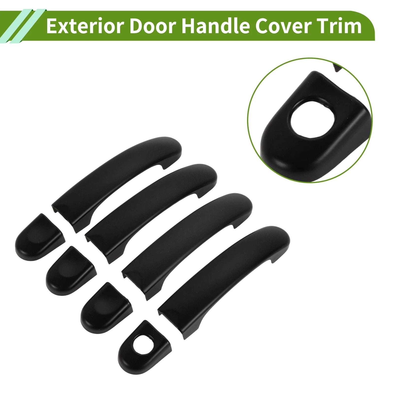 Set of 8 Exterior Door Handle Cover Trim for Volkswagen Transporter (T5) Matte Black