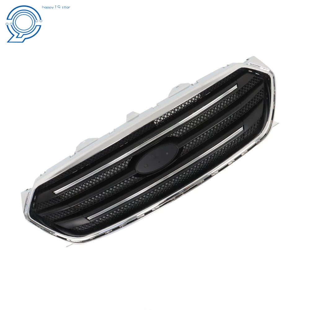 Front Upper Grille for Ford Taurus (2013-2019) Matte Black with Chrome Trim
