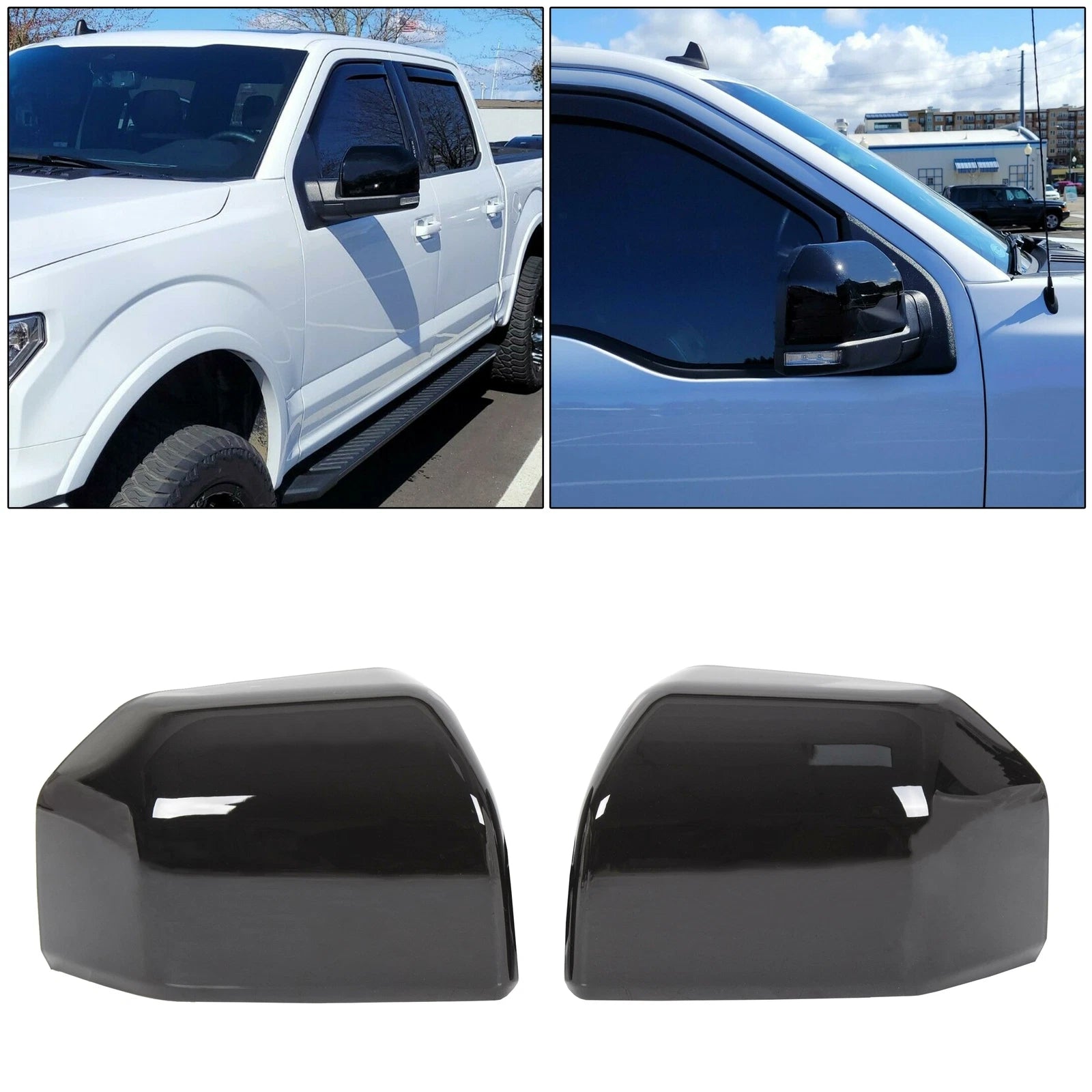 Mirror Covers for Ford F150 F-150 (2015–2020) Glossy Black