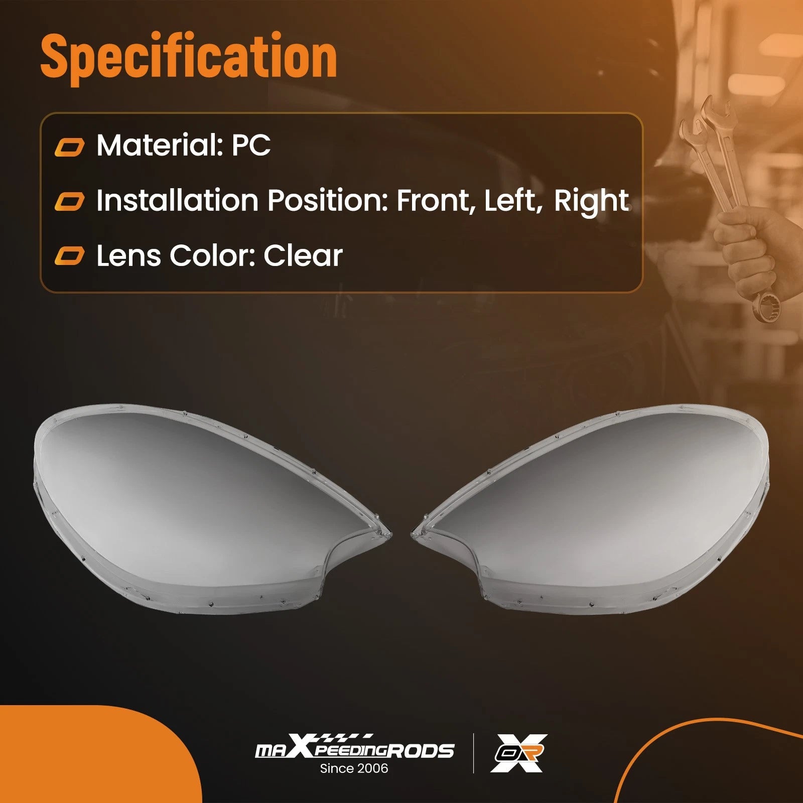 Set of 2 Clear Headlight Lens Covers for Porsche Macan (2014-2018)