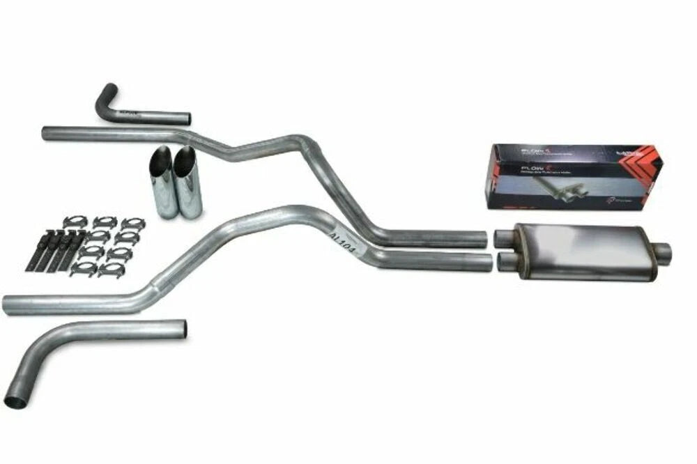 2.5" Dual Exhaust Kit for Dodge Ram 1500 (2019–2025) - Flow II Muffler, Slash Tips