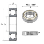 6207ZZ Deep Groove Ball Bearings for Scooter Skateboard Wheel (35x72x17mm)