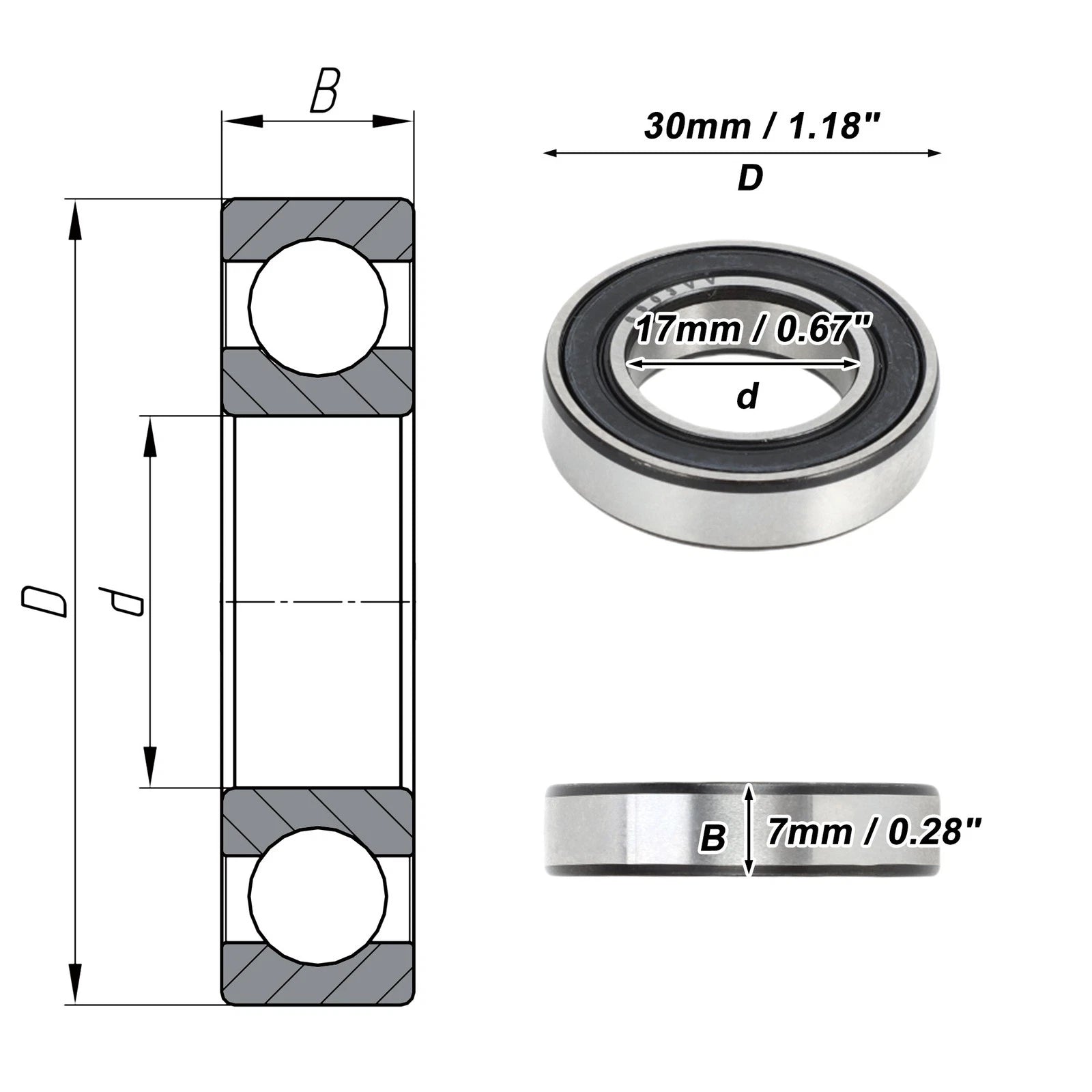 6903VV Deep Groove Ball Bearing for Scooter Skateboard Wheel (1 Pc)