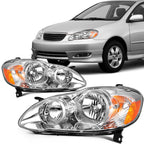 Headlight Assembly Set of 2 for Toyota Corolla (2003–2008) Chrome Housing
