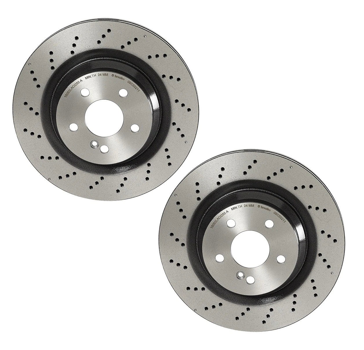 2X Brembo Rear Disc Brake Rotors X-Drilled UV Coated for MB W211 W219