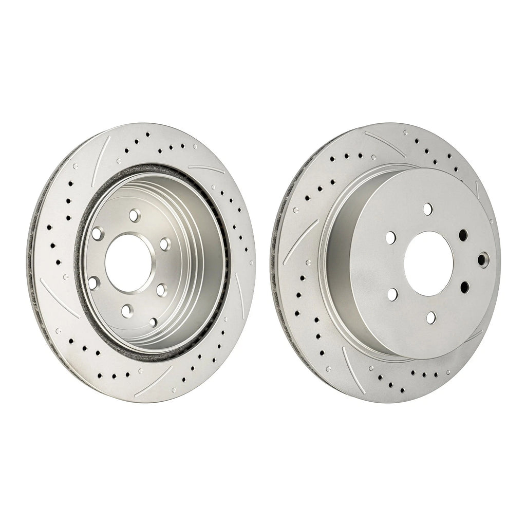 2x Rear Drilled & Slotted Brake Rotors for Nissan Pathfinder (2004–2012)