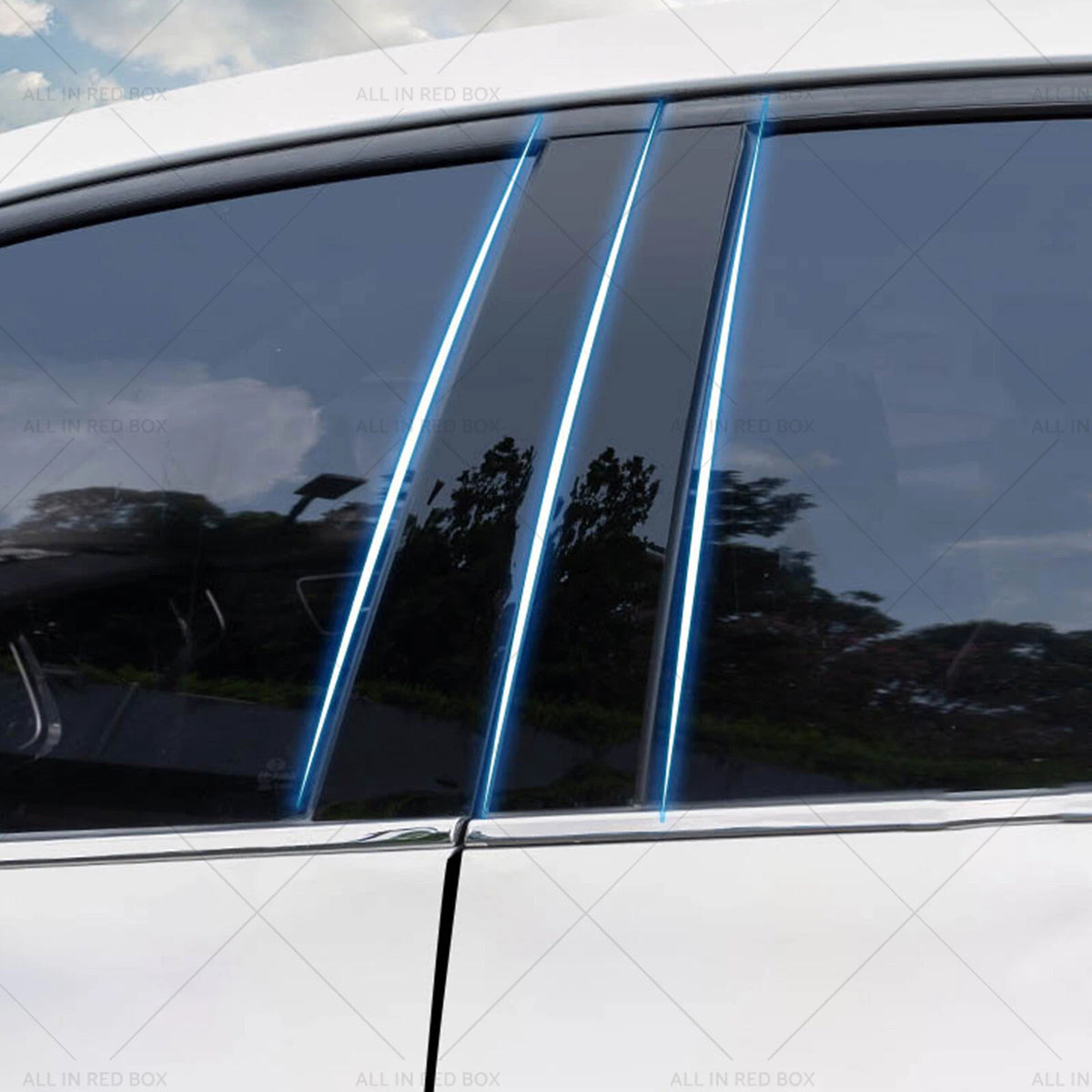 Set of 6 Black Window Trim Covers for Honda CR-V (2007–2011)