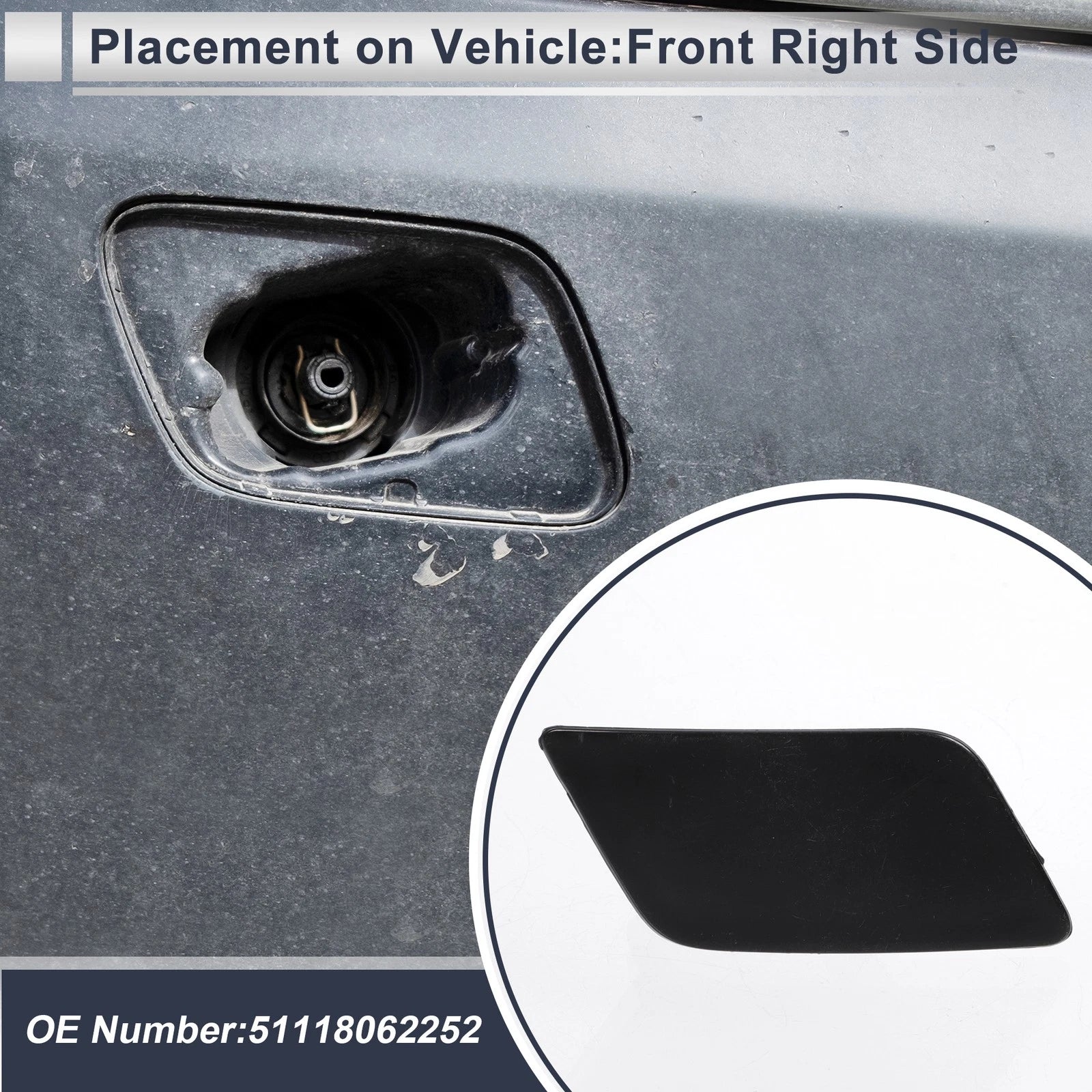 Headlight Washer Nozzle Cover Cap for BMW 335i (Unpainted)