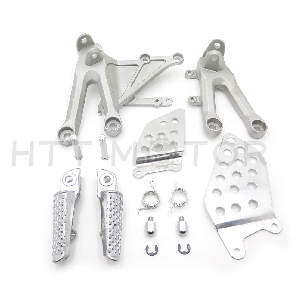 Set of 2 Silver Front Footrest Foot Pegs Bracket for Honda CBR1000RR (2004–2007)