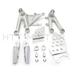 Set of 2 Silver Front Footrest Foot Pegs Bracket for Honda CBR1000RR (2004–2007)