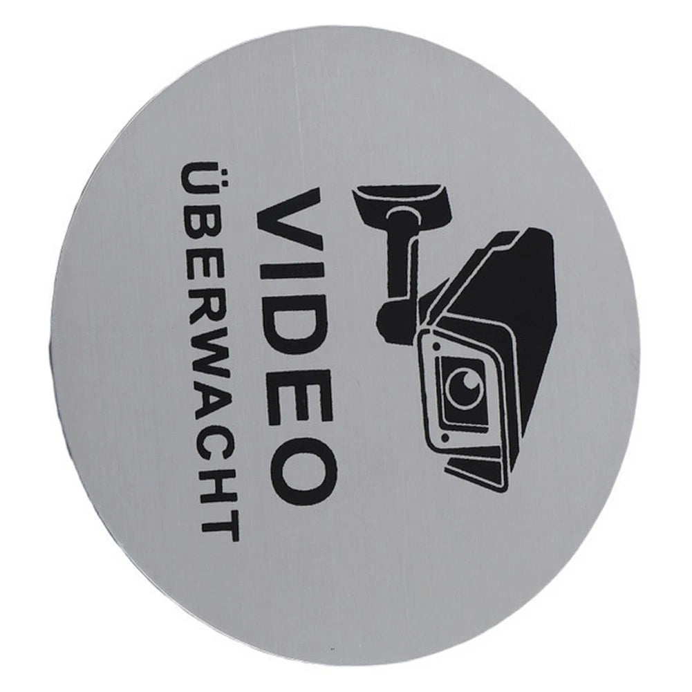 2X Brushed Aluminium Door Mounted Security Sign for Home