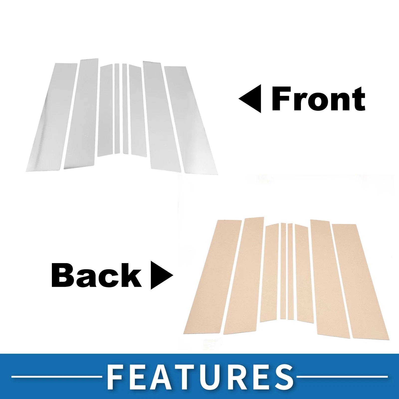 Set of 8 Door Pillar Window Trim for Toyota Highlander (2022–2024) Chrome