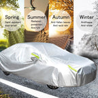 Silver Waterproof Car Cover for Hatchback (UV, Snow, Dust, Rain Resistant)