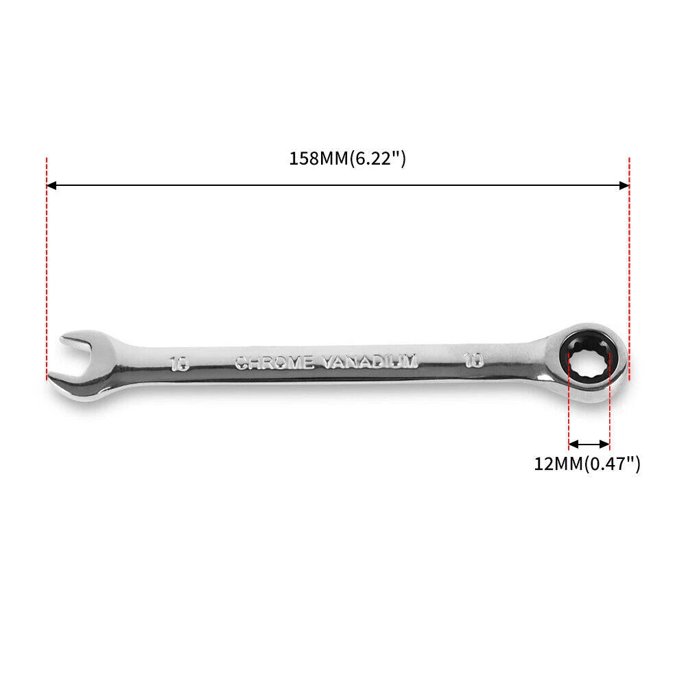 10mm Ratcheting Combination Wrench 72 Teeth 12 Point